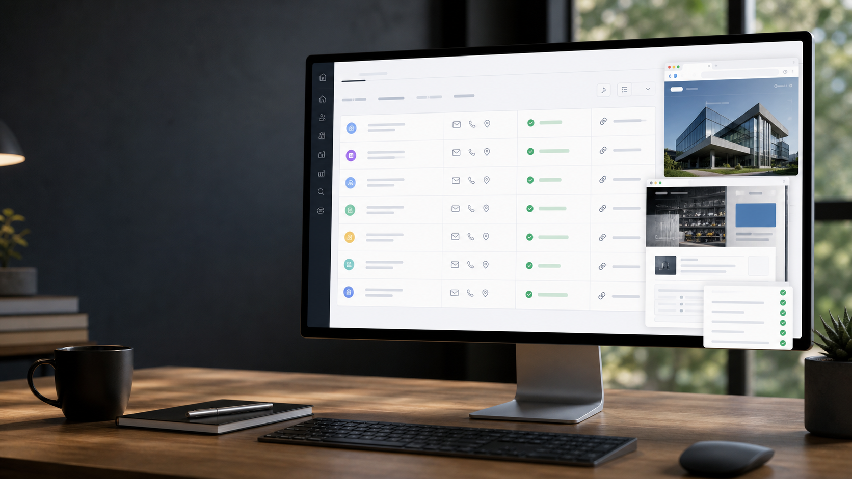 Lead review dashboard showing sourced contact records